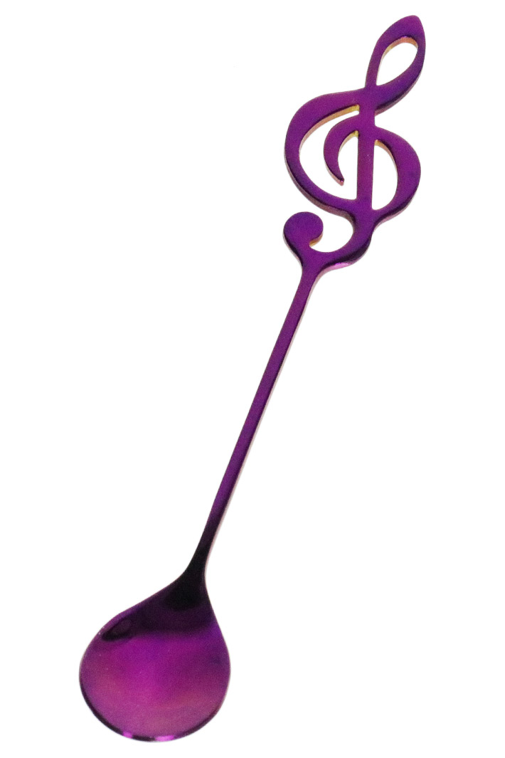 Ложка Скрипичный ключ сувенирная фиолетовая - фото 1 - rockbunker.ru