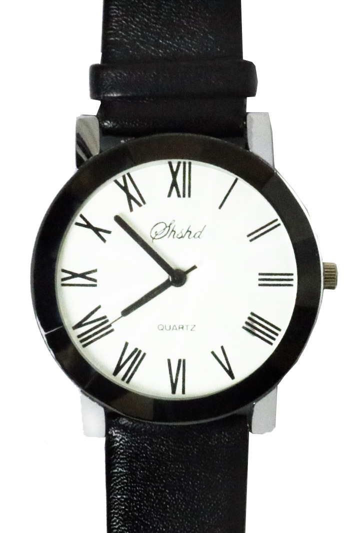 Часы наручные Quartz белые с чёрным ремешком - фото 2 - rockbunker.ru
