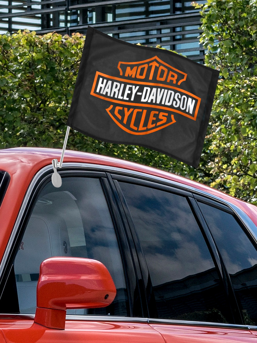 Флаг автомобильный Harley Davidson - фото 3 - rockbunker.ru