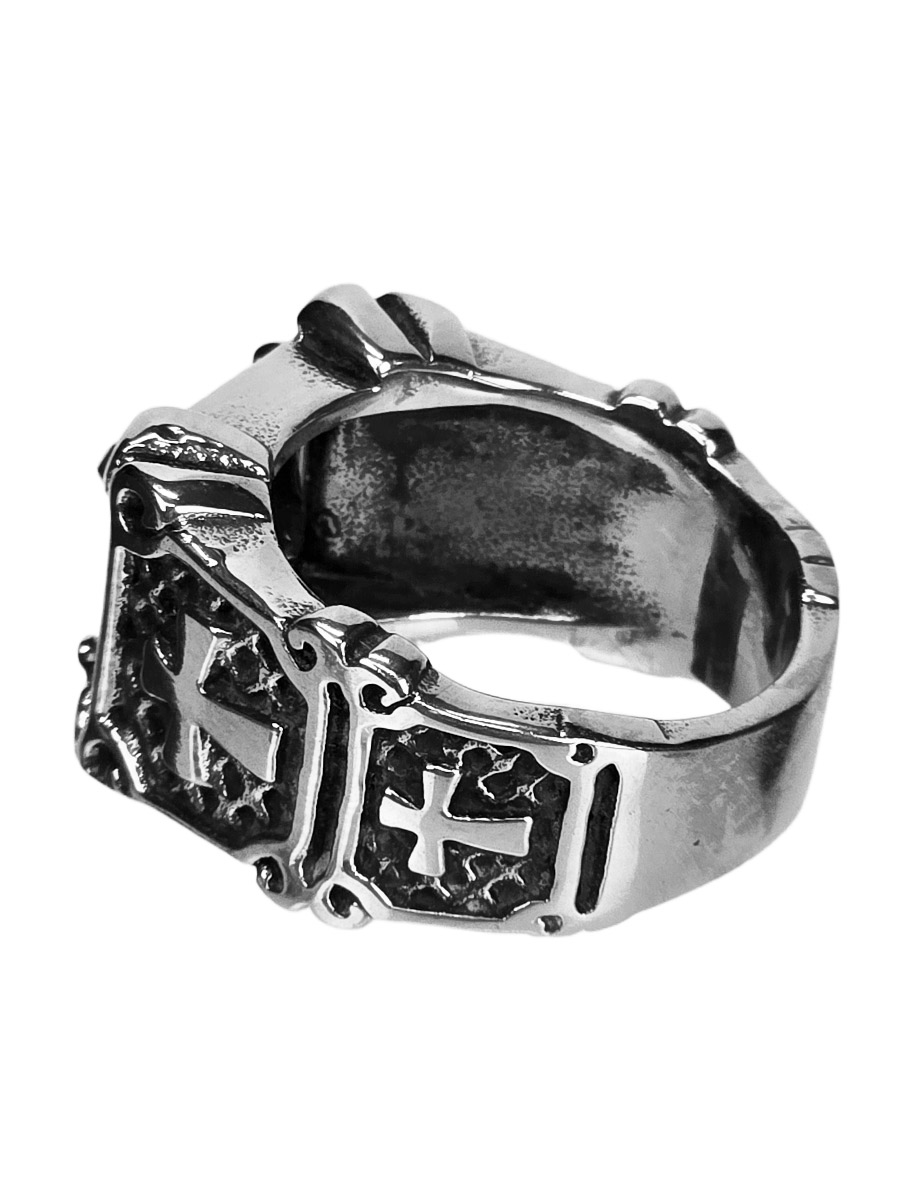Кольцо Черный Опал с Крестами - фото 2 - rockbunker.ru