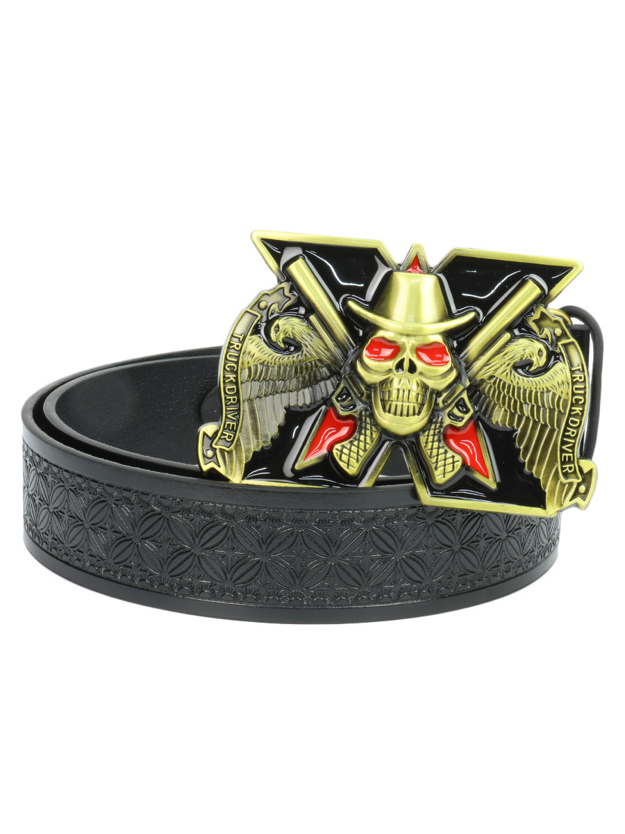 Ремень с пряжкой Truck driver черный - фото 1 - rockbunker.ru