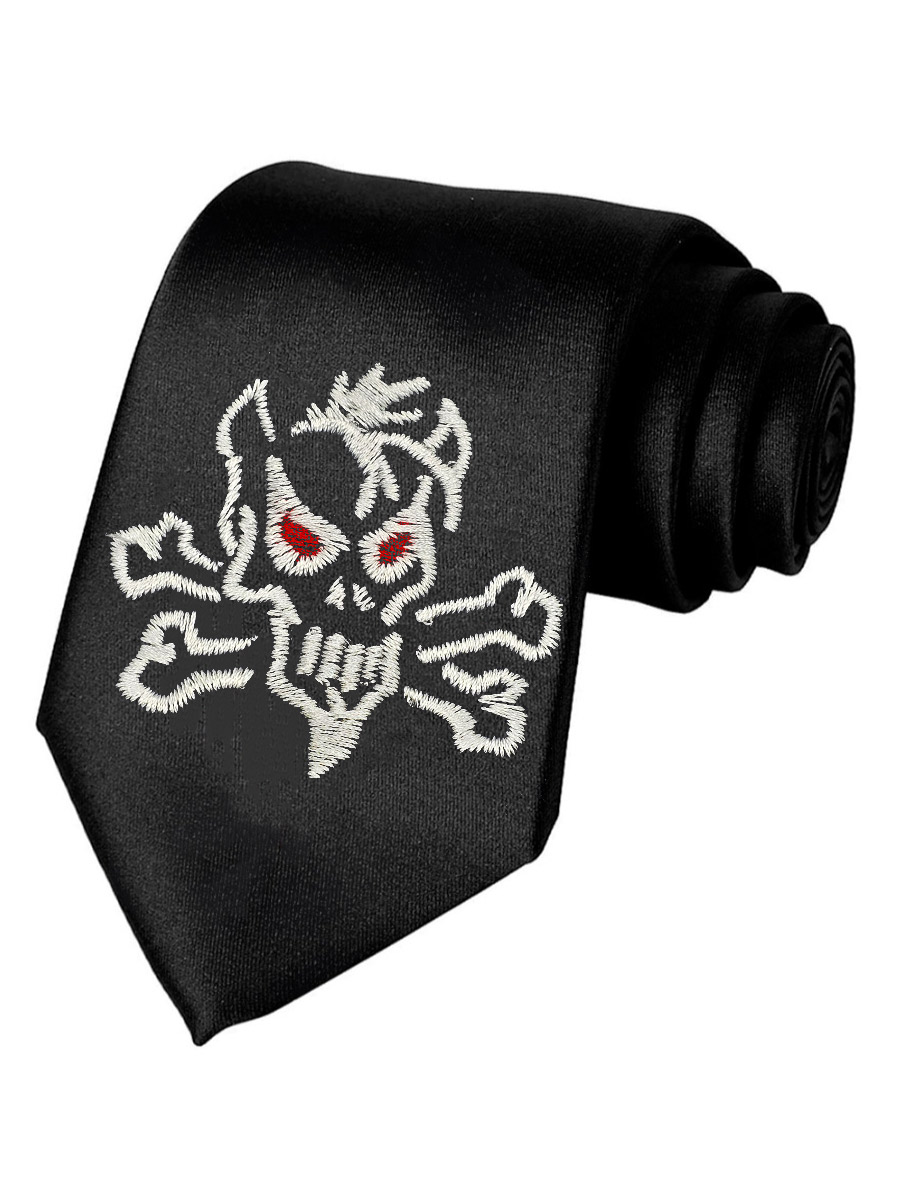 Галстук Череп с костями - фото 1 - rockbunker.ru