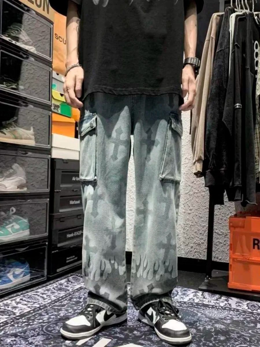 Джинсы с крестами - фото 1 - rockbunker.ru