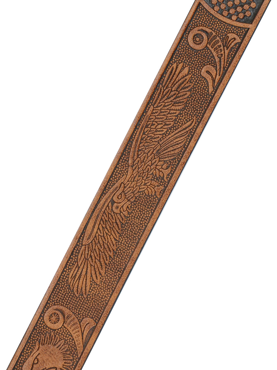 Ремень из экокожи с пряжкой Игра коричневый - фото 2 - rockbunker.ru