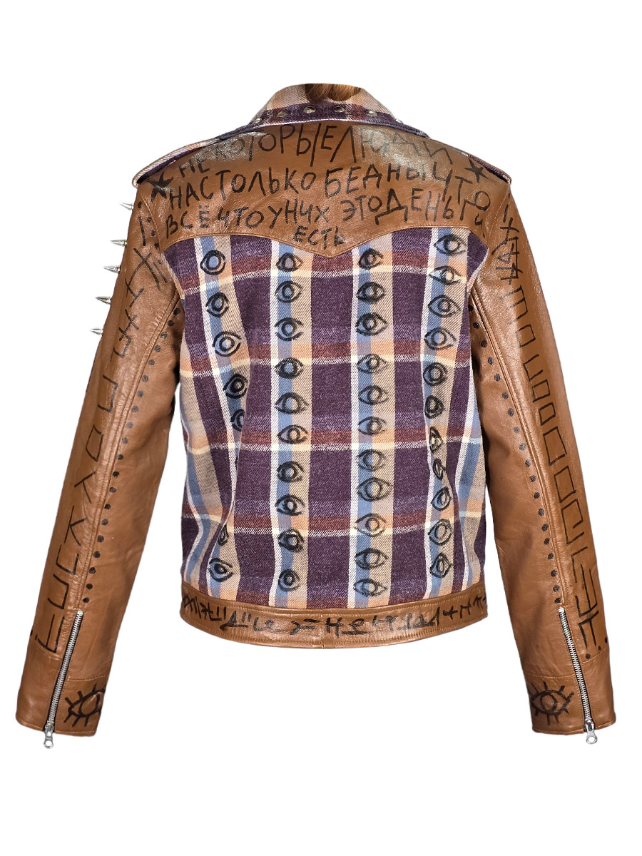 Куртка клетчатая кастомная Анархия - фото 2 - rockbunker.ru