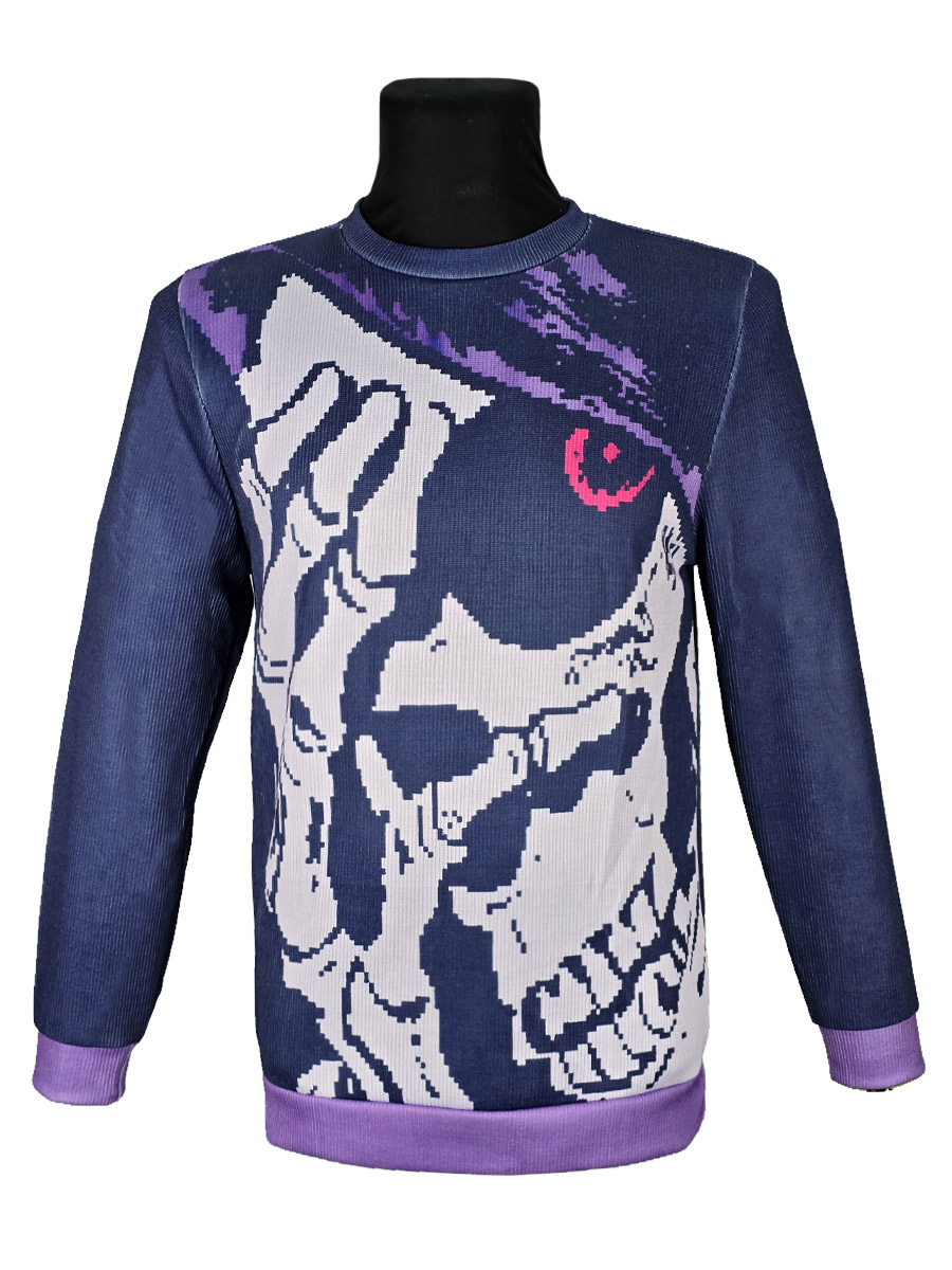 Джемпер" Skeleton" трикотажный фиолетовый - фото 1 - rockbunker.ru