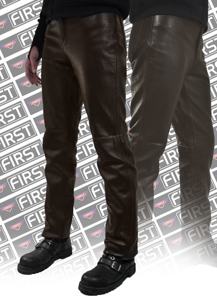 Штаны кожаные мужские First M-8025 BRN классические коричневые M8025BRN -купить в интернет-магазине RockBunker.ru