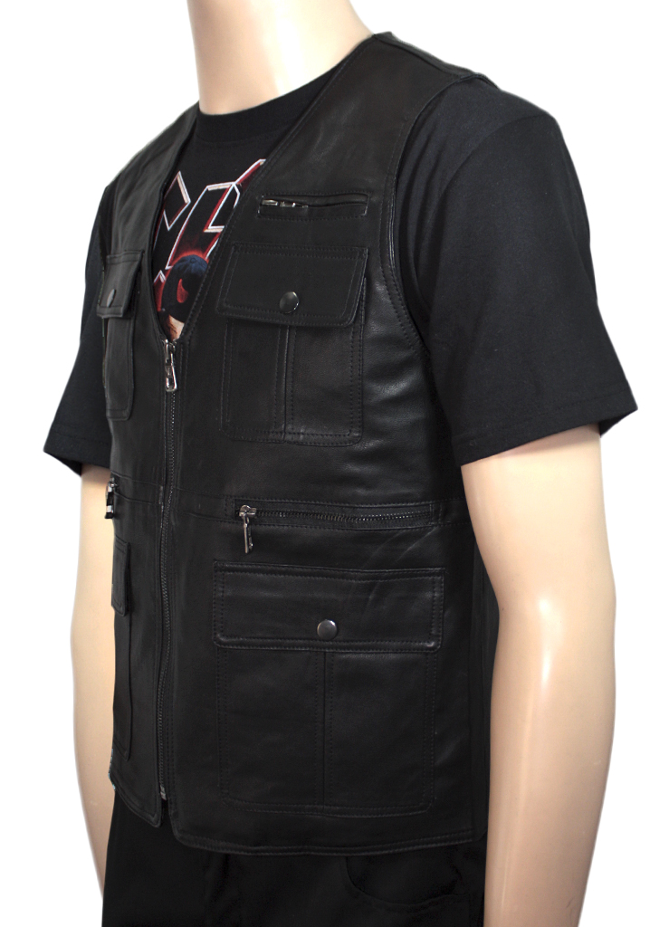 Жилет из экокожи мужской - фото 3 - rockbunker.ru