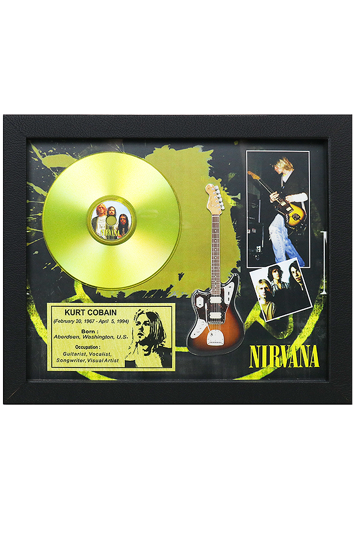 Сувенирный набор золотой диск Nirvana Kurt Cobain - фото 1 - rockbunker.ru