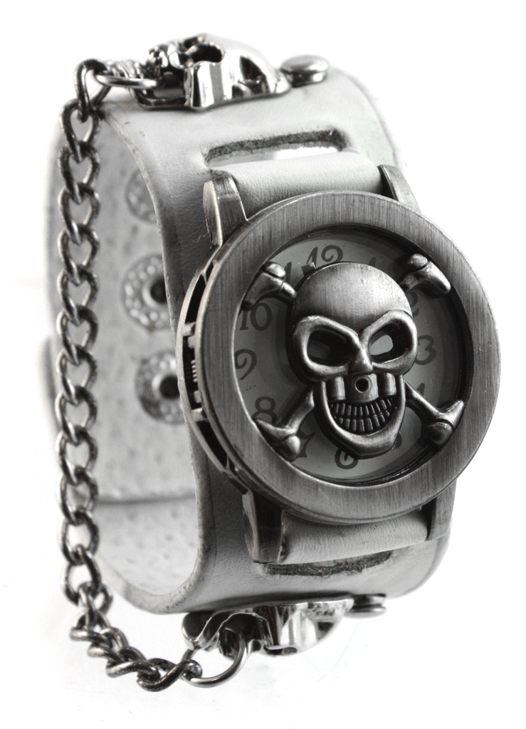Часы наручные Веселый Роджер с крышкой чёрные - фото 4 - rockbunker.ru