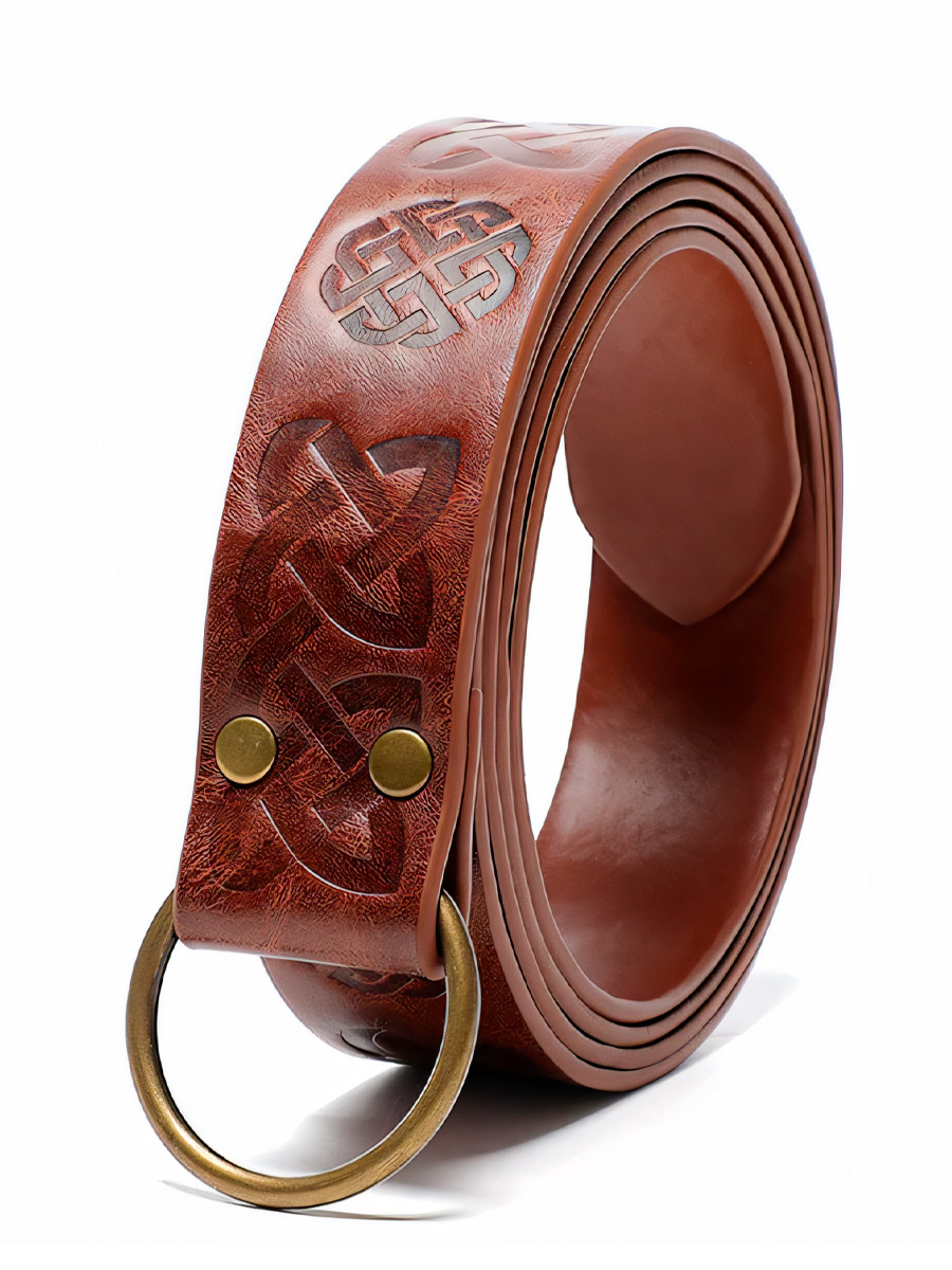 Ремень с Тиснением Коричневый - фото 1 - rockbunker.ru