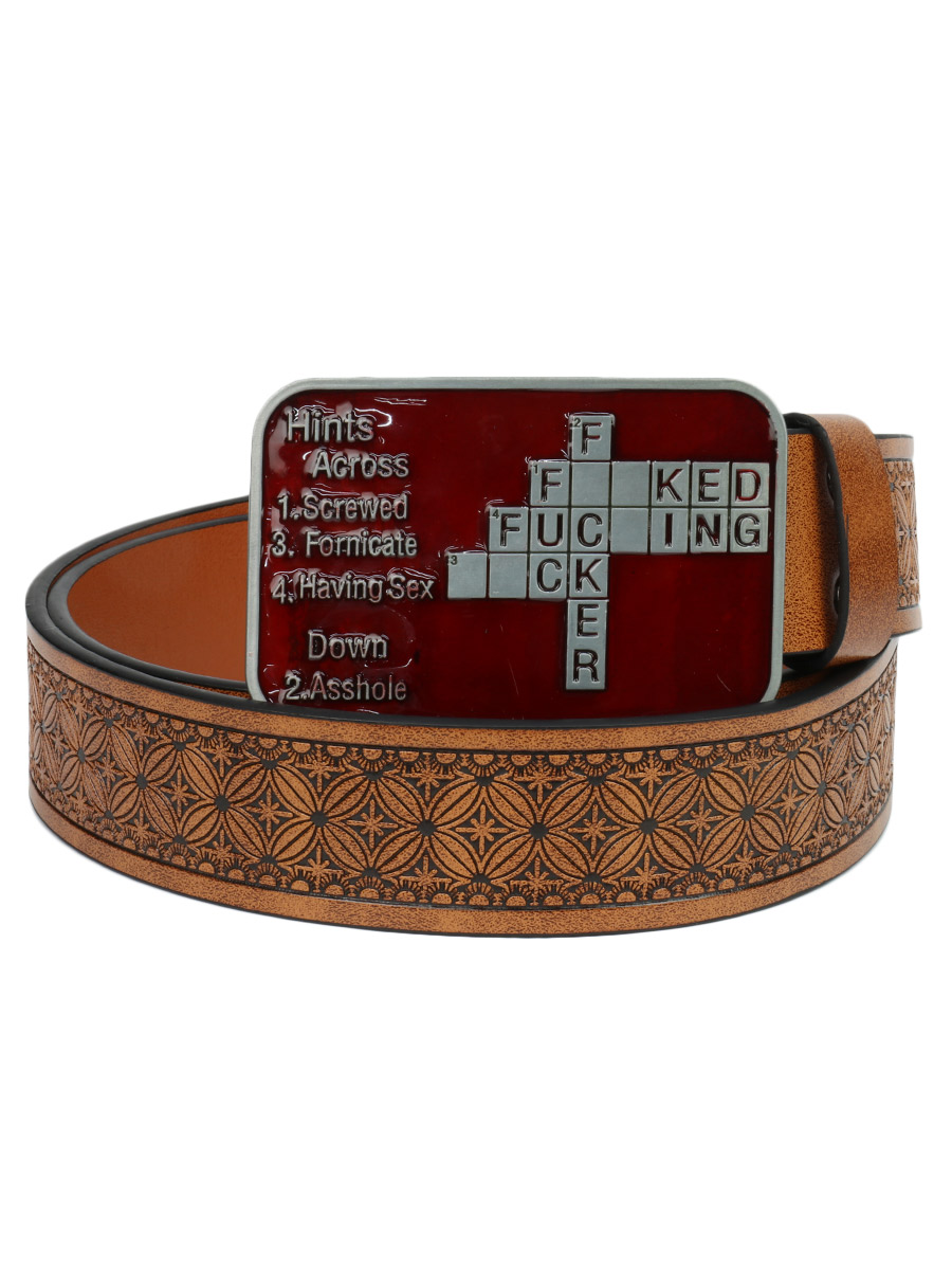 Ремень  с пряжкой коричневый - фото 1 - rockbunker.ru