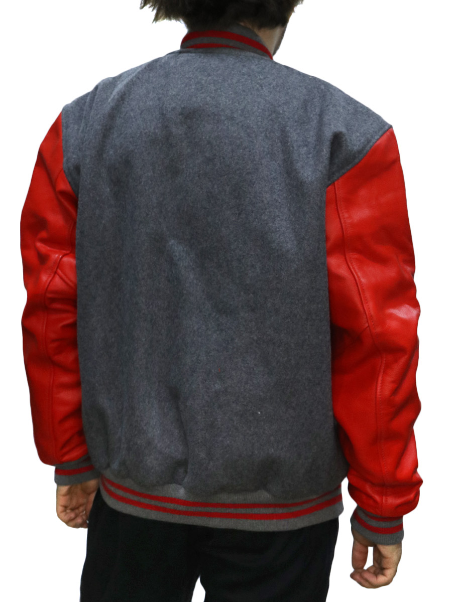 Куртка Fast с кожаными красными рукавами ККЖ013 - фото 3 - rockbunker.ru