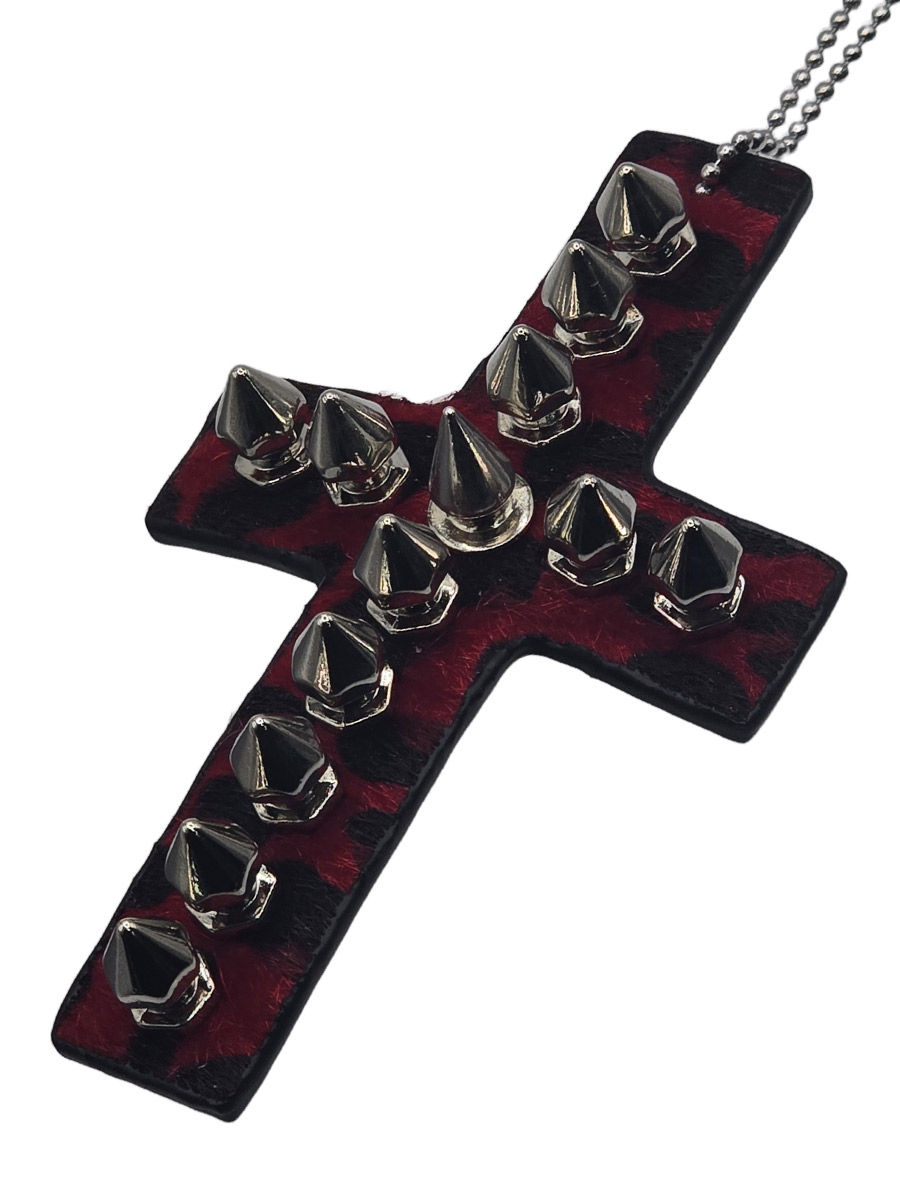 Подвеска Крест с Шипами красный - фото 1 - rockbunker.ru