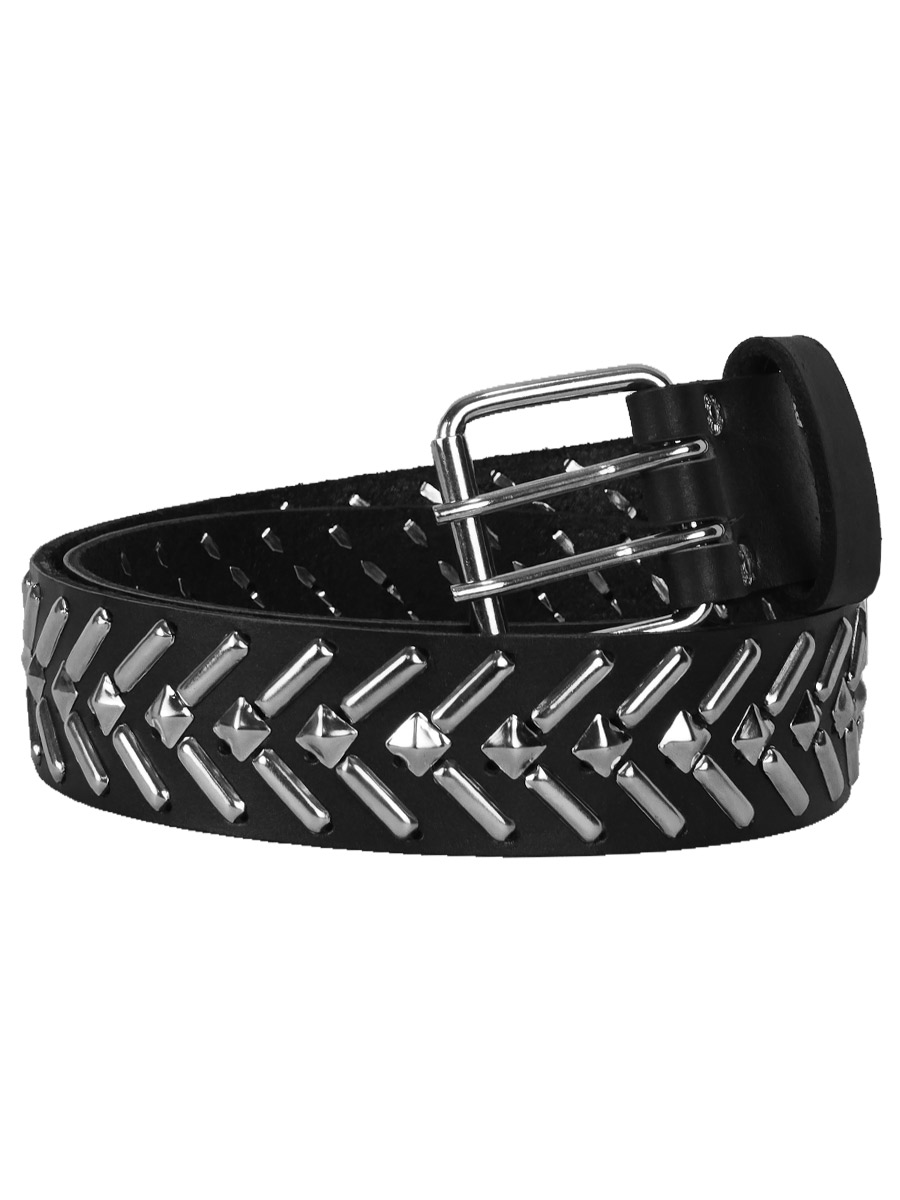 Ремень кожаный Пирамидка Ёлочка - фото 1 - rockbunker.ru