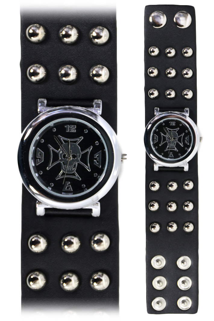 Часы наручные Железный Роджер с заклепками - фото 1 - rockbunker.ru