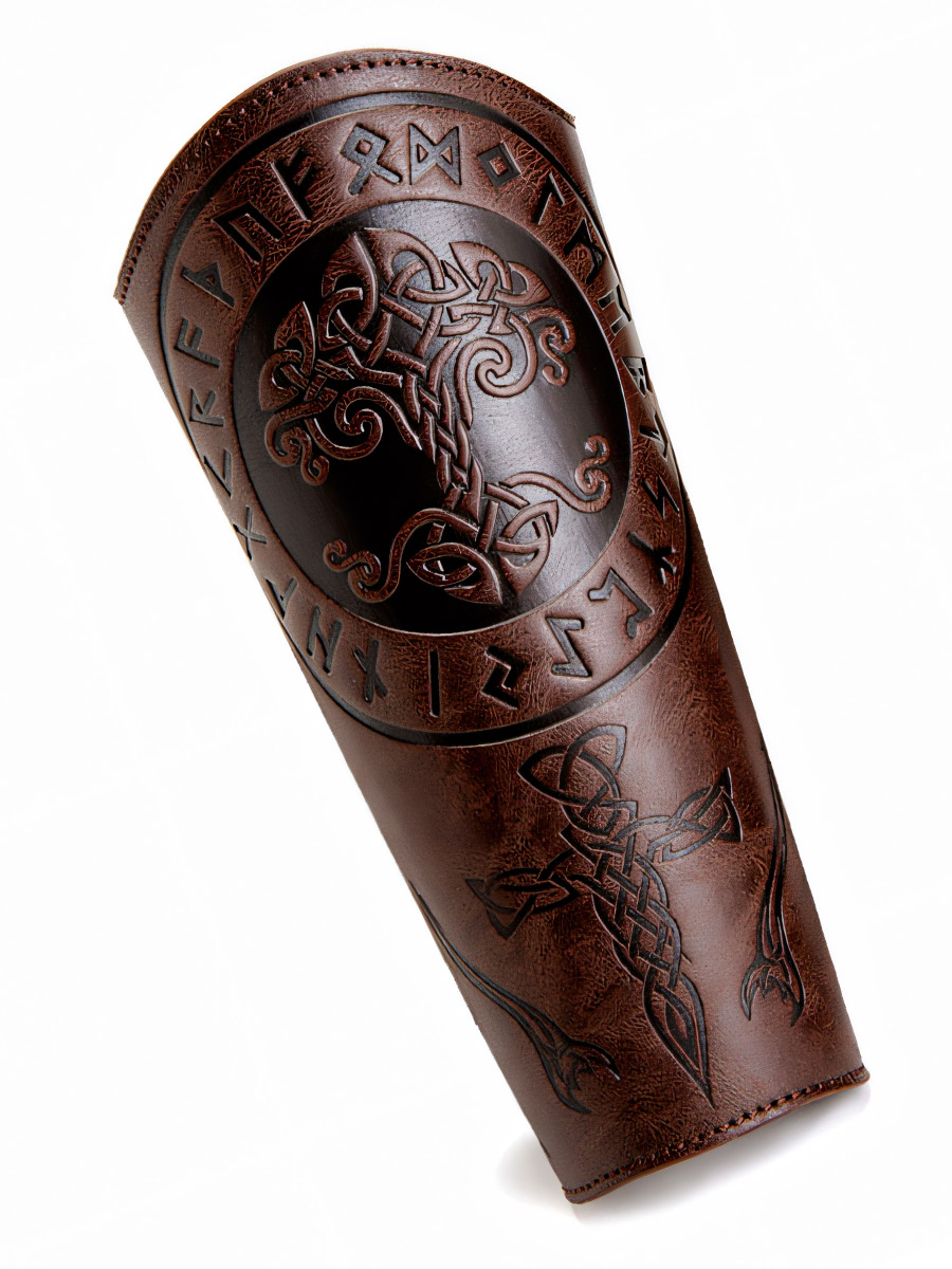 Наруч с Тиснением Дерево Иггдрасиль  Темно-Коричневый - фото 1 - rockbunker.ru