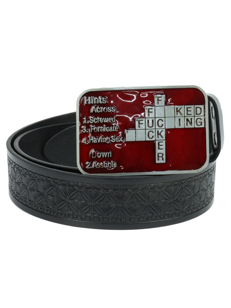 Ремень  с пряжкой  черный - фото 1 - rockbunker.ru