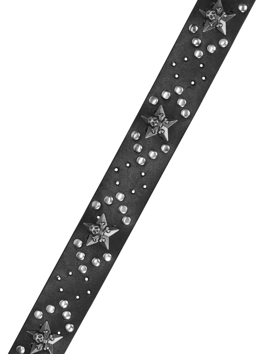 Ремень кожаный проклепанный Роджер Пятиконечная Звезда - фото 2 - rockbunker.ru