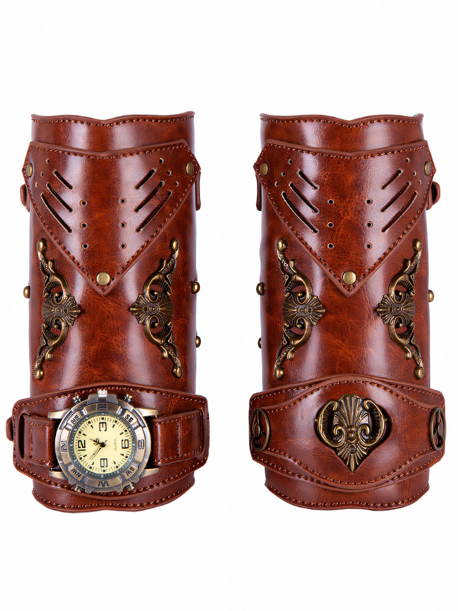 Наруч Стимпанк Парный с Часами. Узор  - фото 1 - rockbunker.ru