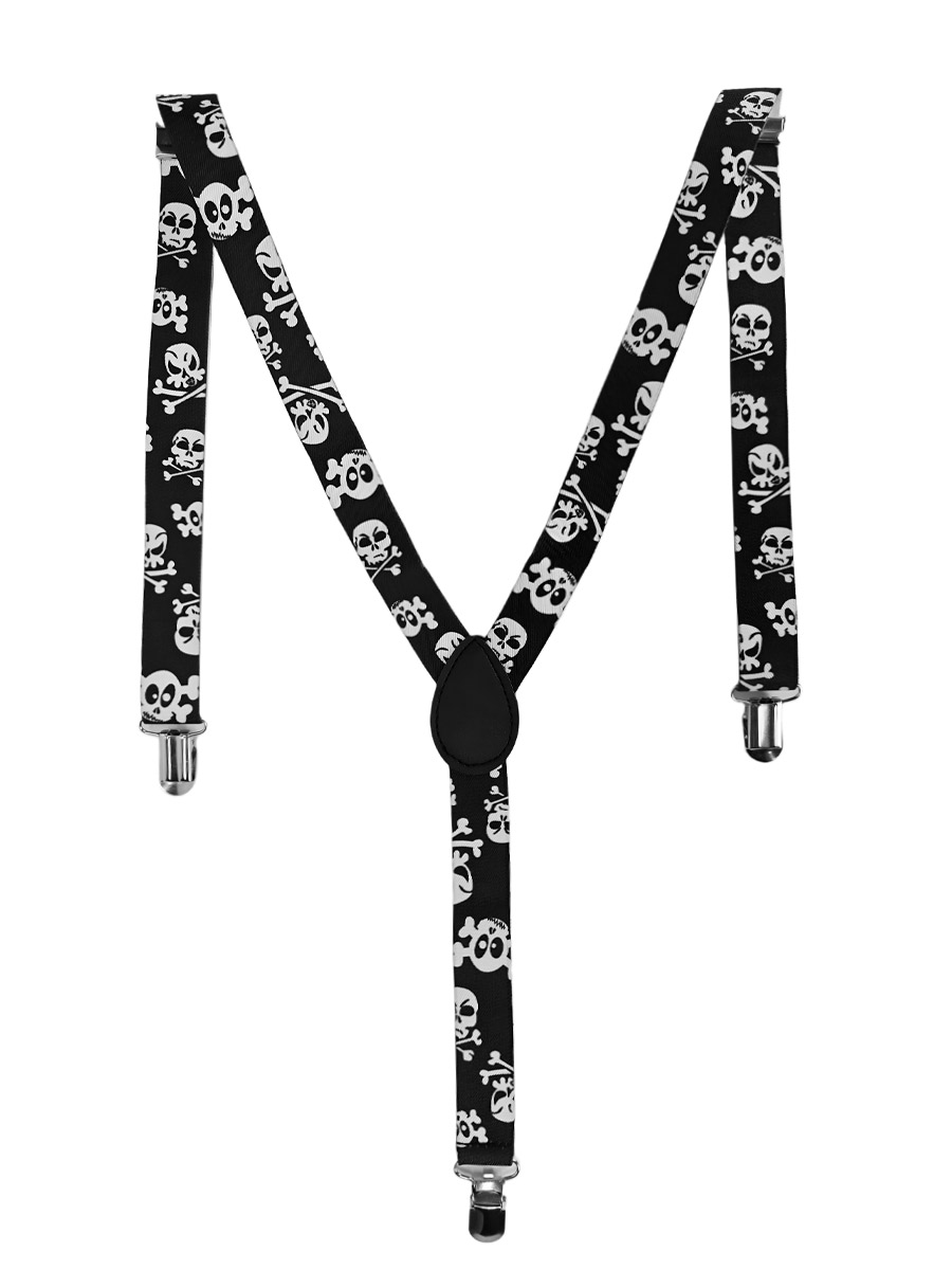 Подтяжки Детские  Белые Черепушки - фото 1 - rockbunker.ru