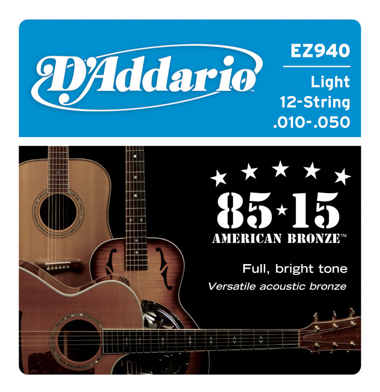 Комплект струн D'Addario EZ940 Light 12-string для акустической гитары - фото 1 - rockbunker.ru