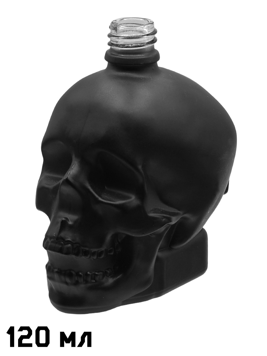 Флакон череп черный с крышкой 120 мл - фото 3 - rockbunker.ru