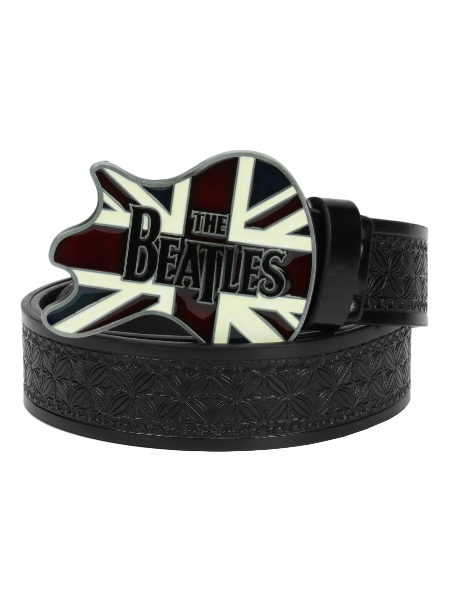 Ремень из экокожи с пряжкой The Beatles черный - фото 1 - rockbunker.ru