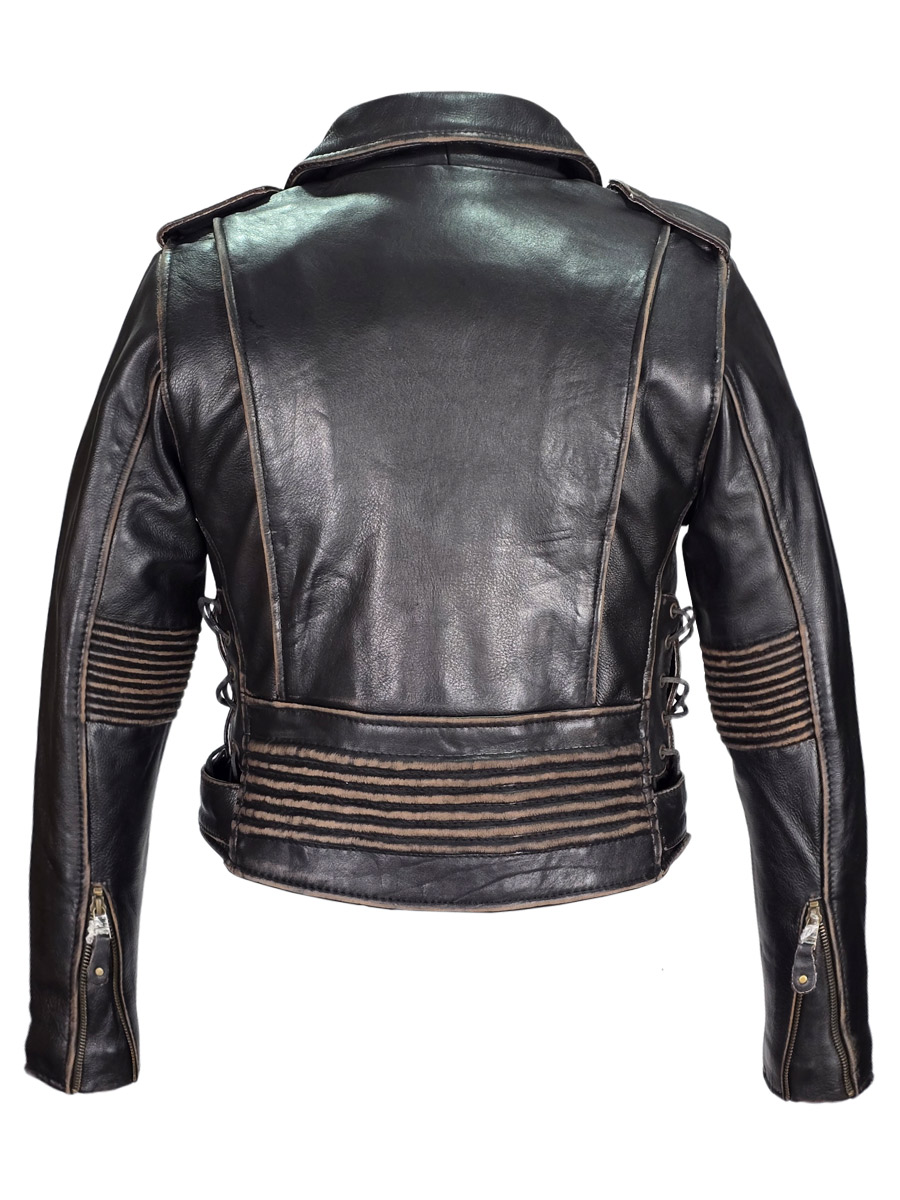 Косуха женская кожаная RockMerch KRM044ИBR - фото 2 - rockbunker.ru