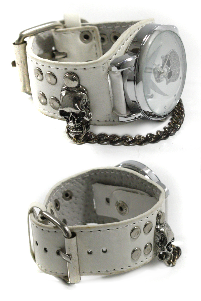 Часы наручные Jolly Rodger с цепочкой белые - фото 2 - rockbunker.ru