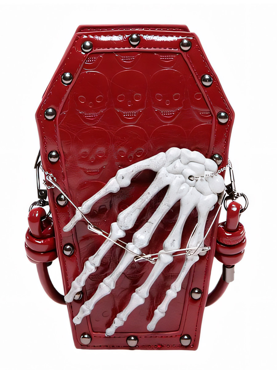 Сумка Стимпанк Гробик с Кистью Красная - фото 1 - rockbunker.ru