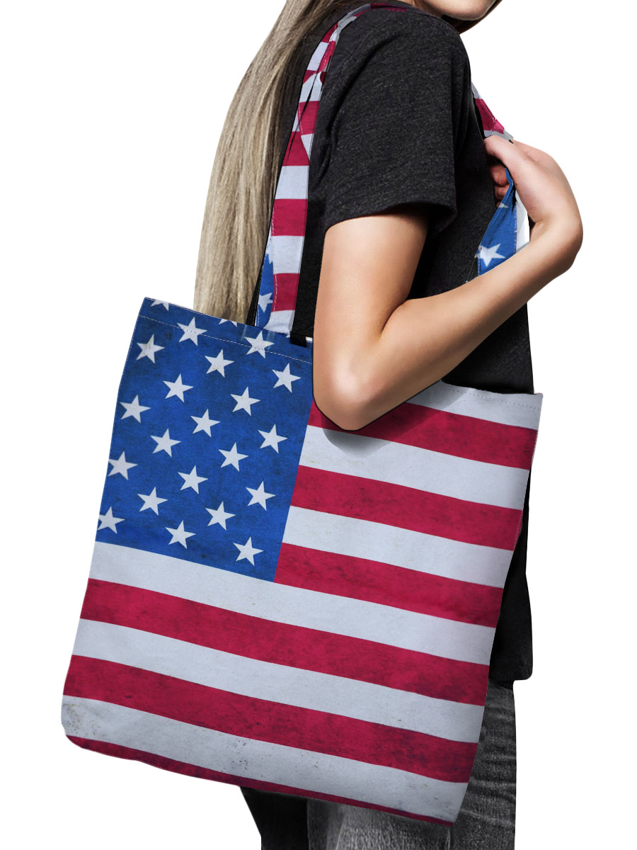 Сумка-шоппер 3D Флаг USA - фото 1 - rockbunker.ru