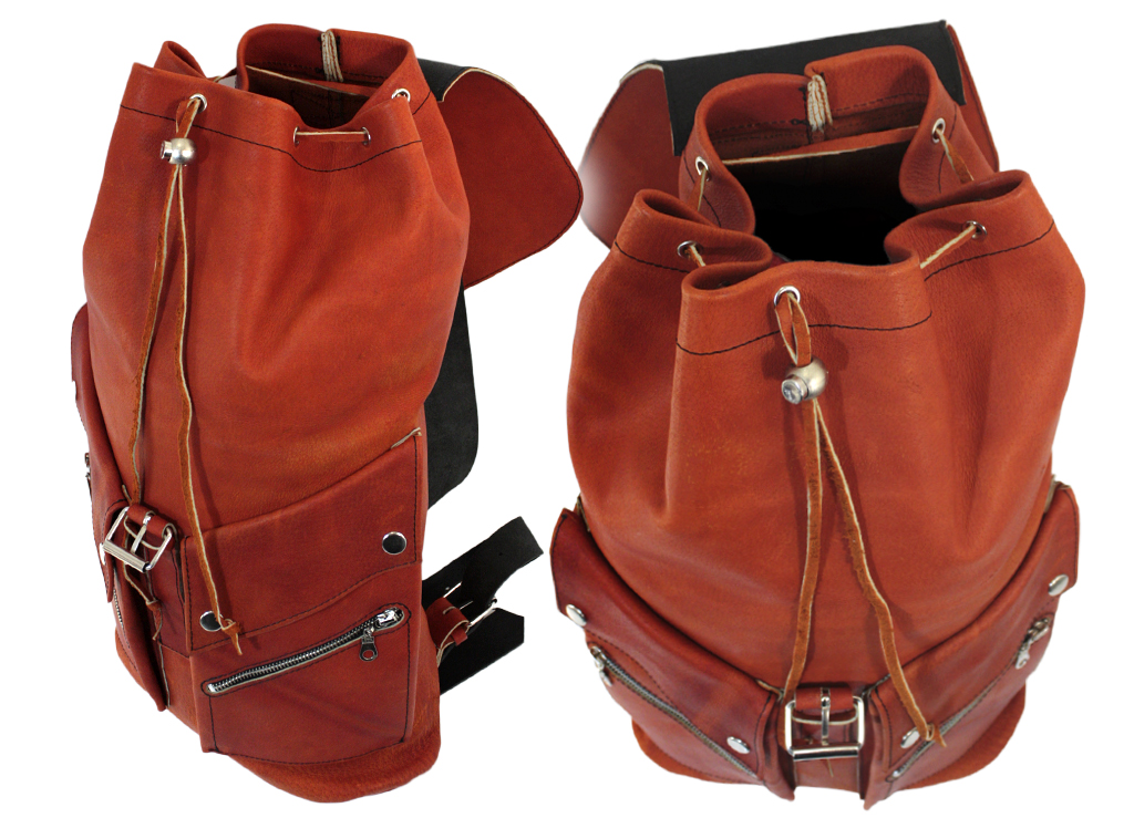 Рюкзак кожаный с двумя боковыми карманами - фото 10 - rockbunker.ru
