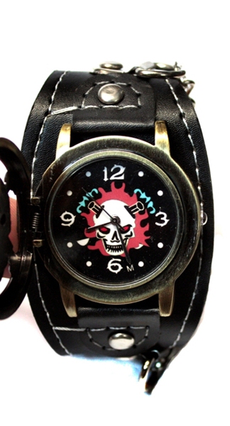 Часы наручные с крышкой Орел с цепочкой черные - фото 2 - rockbunker.ru