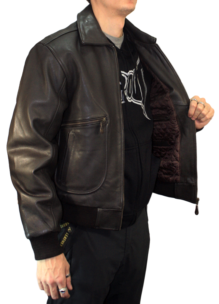 Куртка кожаная мужская First M-360 коричневая - фото 2 - rockbunker.ru