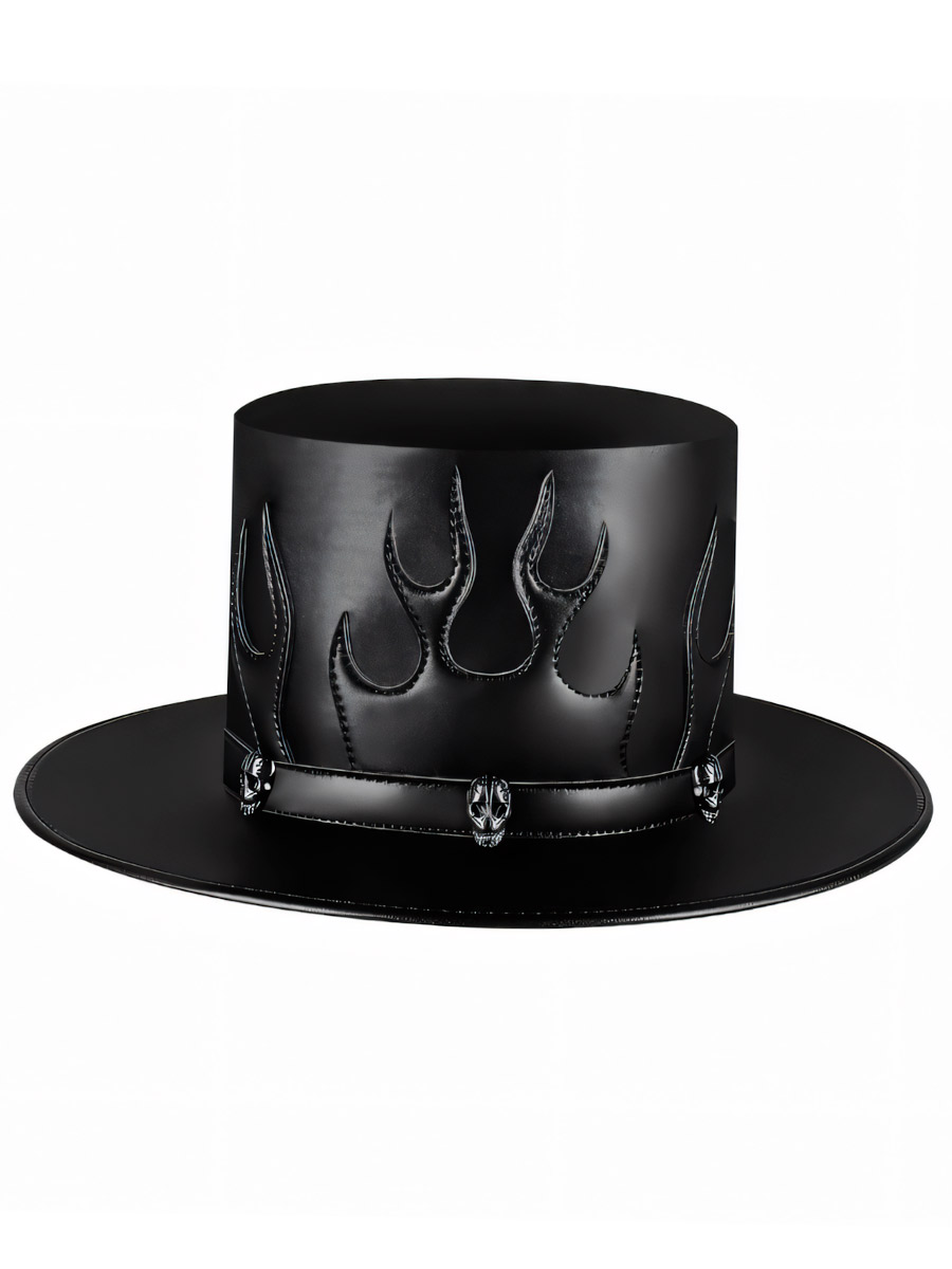 Стимпанк Шляпа Пламя с Черепами - фото 1 - rockbunker.ru