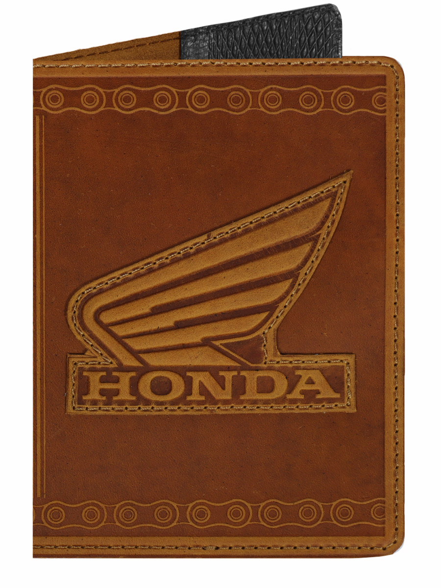 Обложка на паспорт Honda рыжая - фото 1 - rockbunker.ru