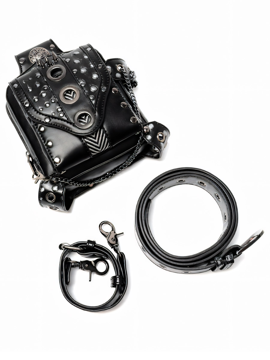 Подсумок Стимпанк Люверсы Черный  - фото 2 - rockbunker.ru