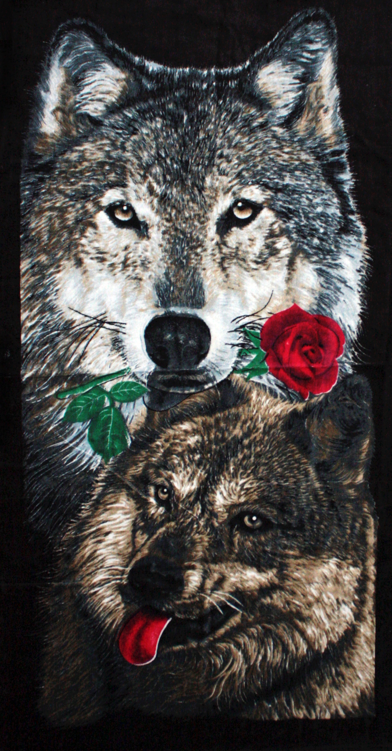 Полотенце волки и роза - фото 1 - rockbunker.ru