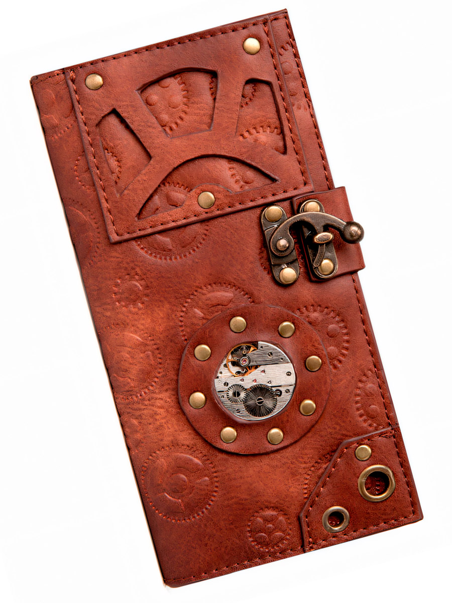 Кошелек Стимпанк Коричневый - фото 2 - rockbunker.ru