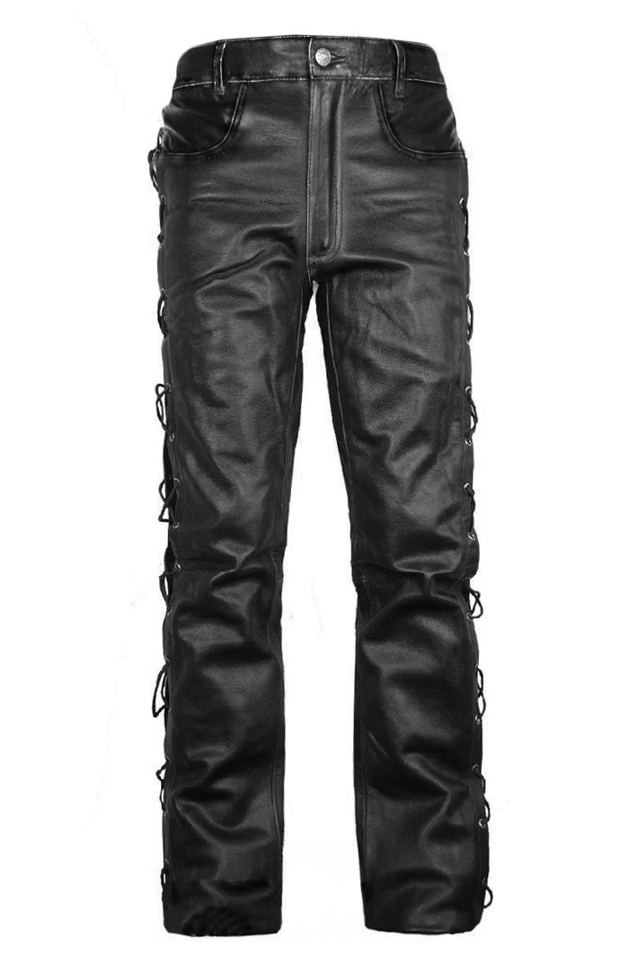 Штаны кожаные мужские Leather Knight шнур - фото 1 - rockbunker.ru