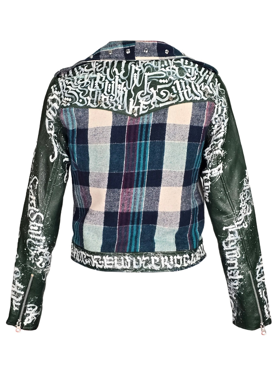 Куртка клетчатая кастомная Сalligraphy - фото 2 - rockbunker.ru
