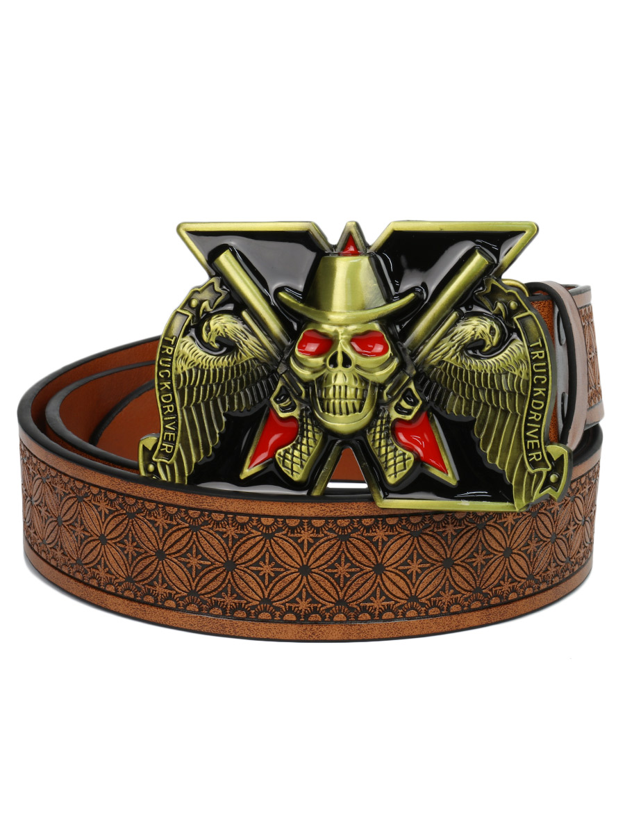 Ремень  с пряжкой Truck driver коричневый - фото 1 - rockbunker.ru