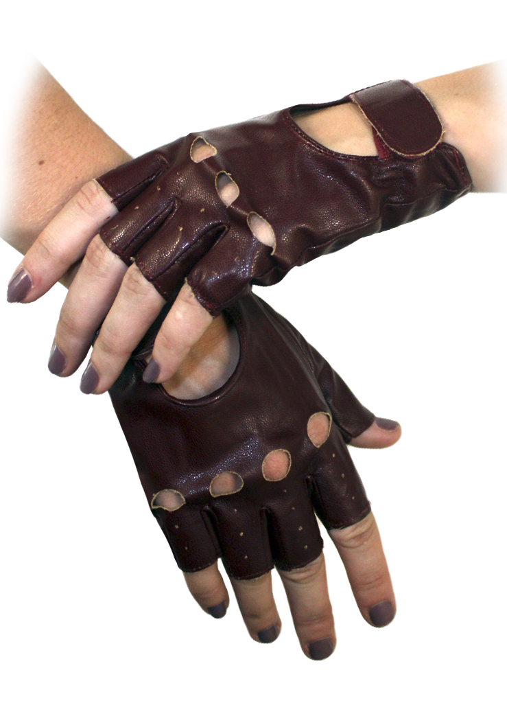 Перчатки кожаные без пальцев женские на липучке - фото 3 - rockbunker.ru