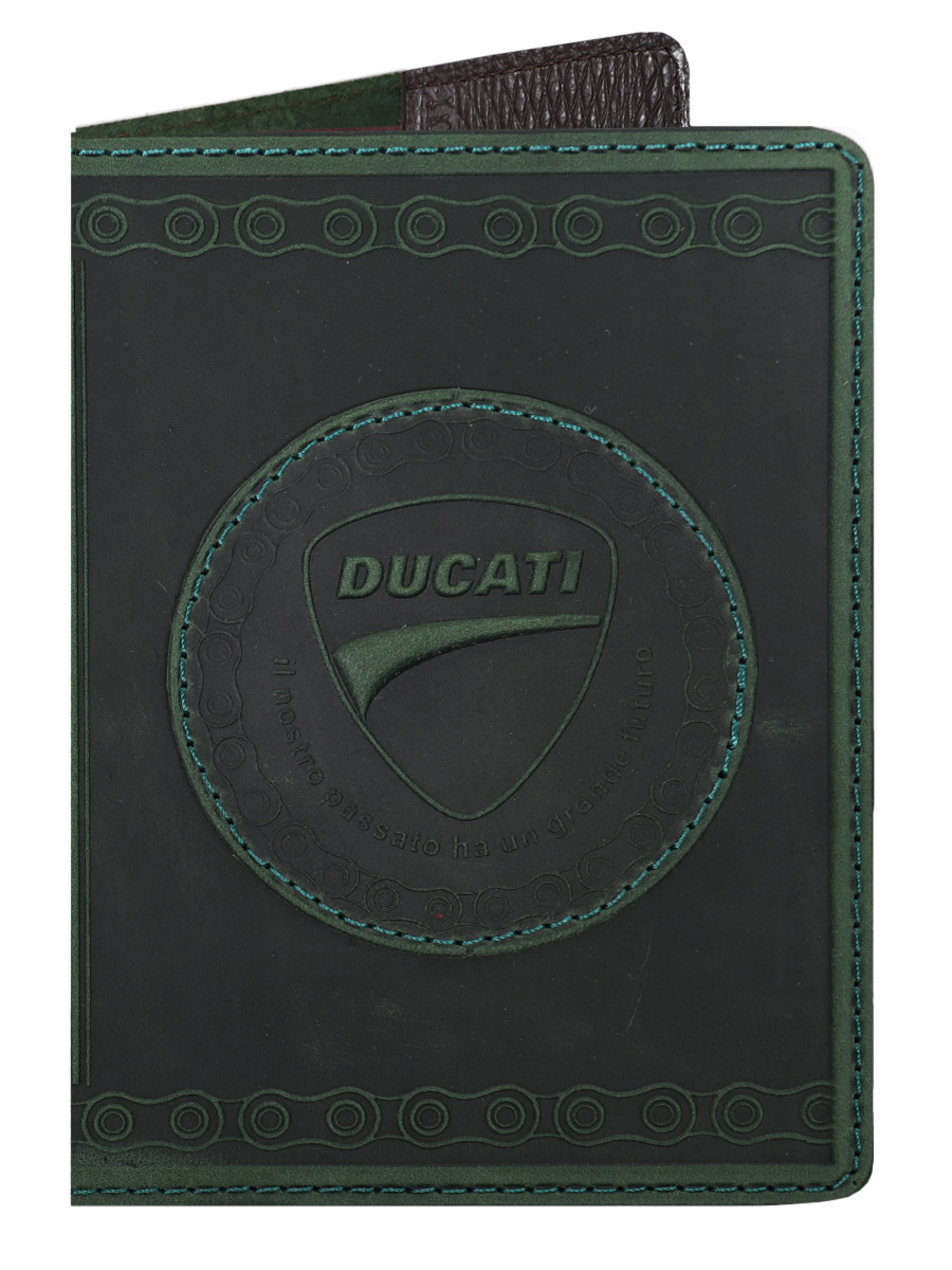 Обложка на паспорт Ducati зеленая - фото 1 - rockbunker.ru