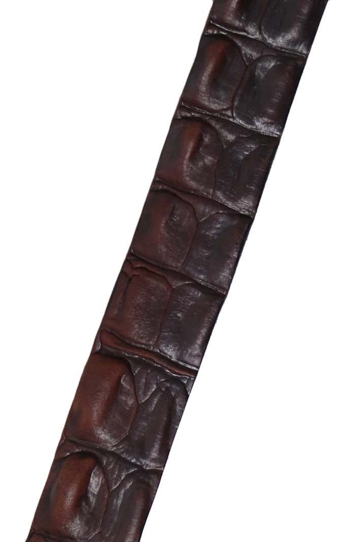 Ремень кожаный анаконда стилизованный под змею тёмно-коричневый - фото 2 - rockbunker.ru