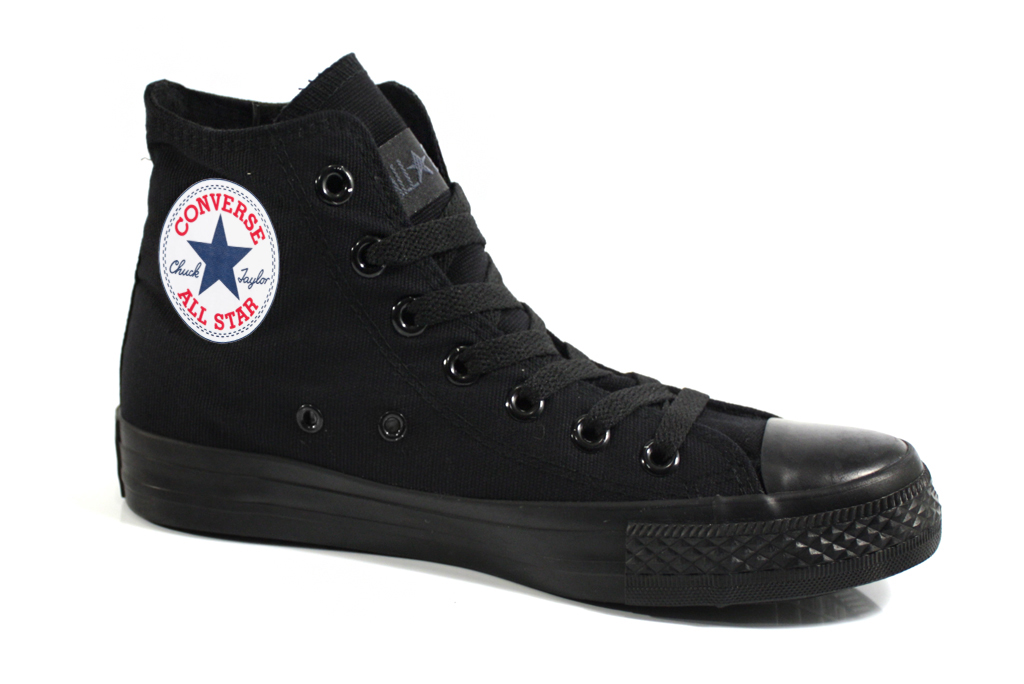 Кеды Converse All Star Black White Logo 7 блоков черные с белым логотипом - фото 1 - rockbunker.ru