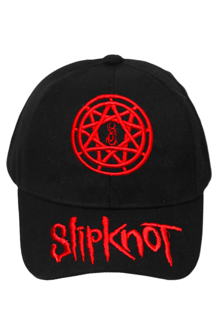Бейсболка Slipknot с 3D вышивкой красная - фото 2 - rockbunker.ru