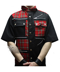 Рубашка Hacker 010 с короткими рукавами красно-черная - фото 2 - rockbunker.ru
