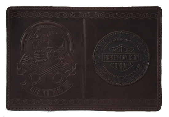 Обложка на паспорт Harley-Davidson кожаная чёрная - фото 4 - rockbunker.ru